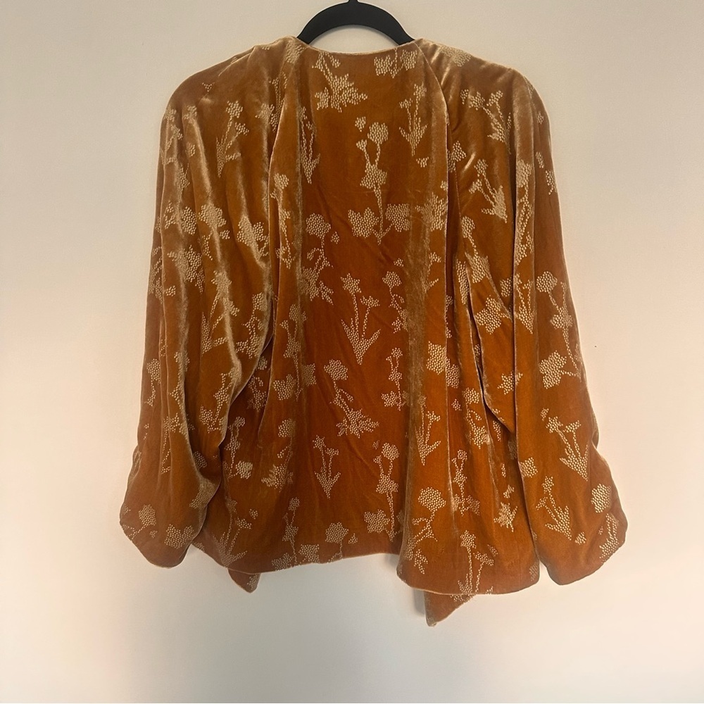 Elizabeth and James “Audrey” Mustard Velvet Velour Women’s Jacket Medium - Picture 3 of 8